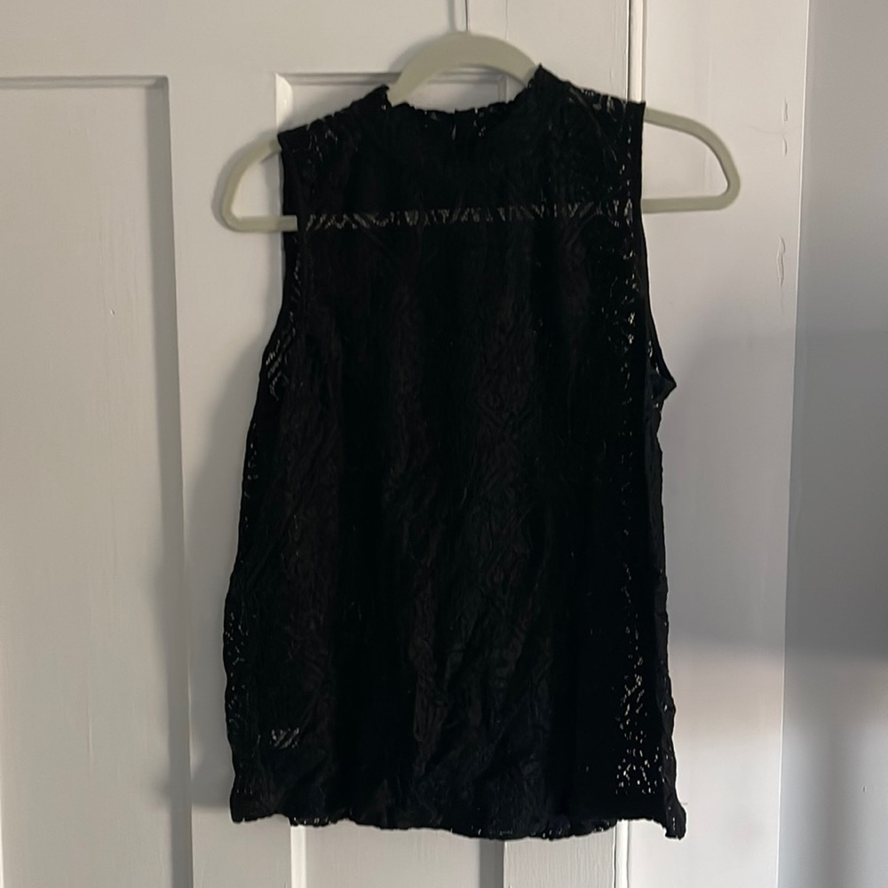 Black Mock Neck lace blouse from LOFT